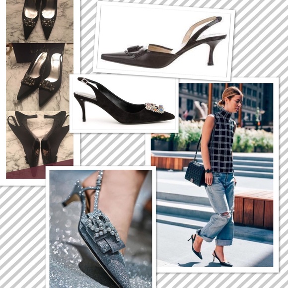 Stuart Weitzman Sparkling Blk Satin-8M - Picture 2 of 7